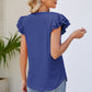 Smocked Flutter Sleeve V-Neck Top