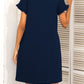 Flounce Sleeve Round Neck Dress with Pockets