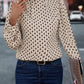 Geometric Mock Neck Long Sleeve Blouse