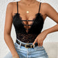 Perfee Lace Plunge Spaghetti Strap Bodysuit