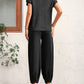 Round Neck Raglan Sleeve Tee and Long Pants Set