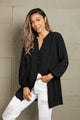 Ivy Lane Notched Neck Balloon Sleeve Shirt Black