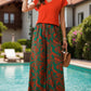 V-Neck Short Sleeve Top and Printed Pants Set