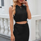 Round Neck Sleeveless Top and Drawstring Skirt Set