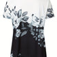 Full Size Printed Notched Short Sleeve Blouse