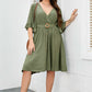 Plus Size Surplice Neck Half Sleeve Dress