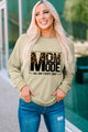 Letter Graphic Leopard Dropped Shoulder Sweatshirt Khaki