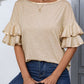 Round Neck Flounce Sleeve T-Shirt