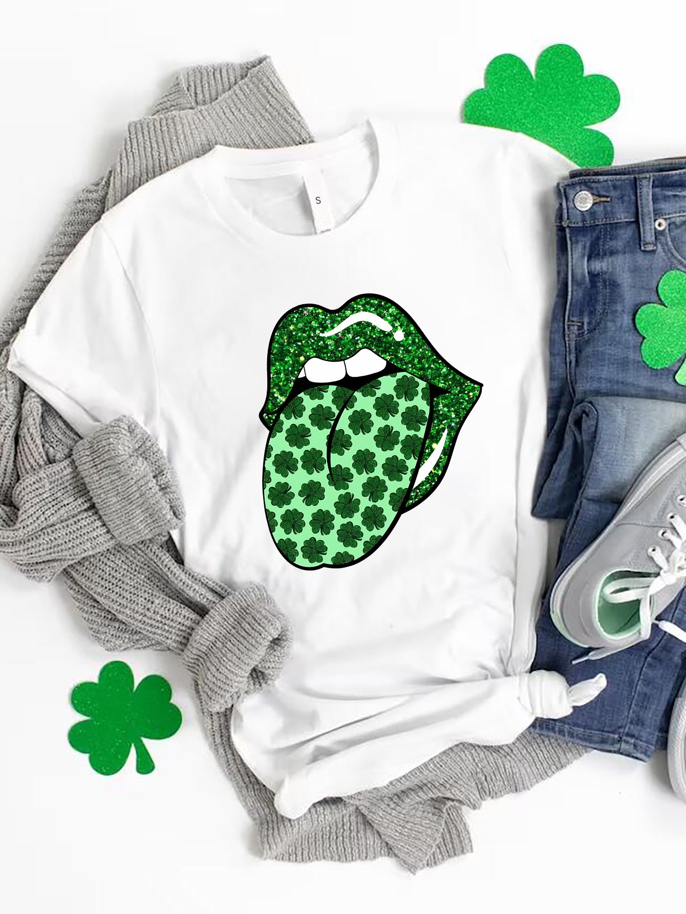 Saint Patrick's Day Round Neck T-Shirt White