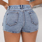 Mid-Rise Waist Denim Shorts with Pockets