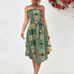 Printed Strapless Tie Belt Dress