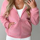 Full Size Zip Up Long Sleeve Hooded Outerwear