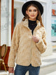 Fuzzy Checkered Zip Up Jacket Tan