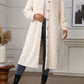 Furry Button Up Long Sleeve Longline Coat