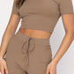 Round Neck Short Sleeve Top and Pants Set