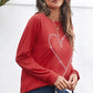 Heart Round Neck Long Sleeve Sweatshirt