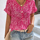 Printed V-Neck Short Sleeve Blouse