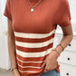 Devine Striped Round Neck Short Sleeve Knit Top