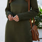 Round Neck Long Sleeve Mini Dress with Pockets