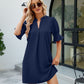 Notched Neck Flounce Sleeve Mini Dress