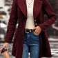 Collared Neck Button Up Long Sleeve Coat