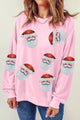 Sequin Santa Patch Round Neck Sweatshirt Blush Pink