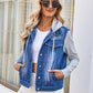 Pocketd Button Up Detachable Hooded Denim Jacket