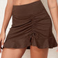 Ruched Elastic Waist Swim Skirt