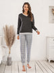 Long Sleeve Top and Polka Dot Pants Set Black