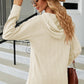 Drawstring Half Button Long Sleeve Hoodie