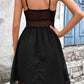 Swiss Dot Spaghetti Strap Spliced Lace Dress