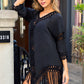 Backless Fringe Scoop Neck Cover Up