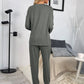 Round Neck Top and Drawstring Pants Lounge Set