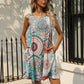 Printed Round Neck Sleeveless Dress with Pockets