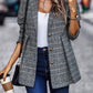 Plaid Button Up Lapel Collar Blazer