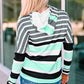 Striped Drawstring Detail Long Sleeve Hoodie