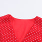 Polka Dot Surplice Neck Tie Waist Dress