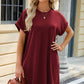 Round Neck Rolled Short Sleeve Tee Dress