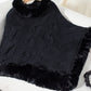 Fuzzy Hem Cable-Knit Poncho