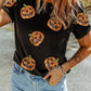 Sequin Pumpkin Round Neck Short Sleeve T-Shirt