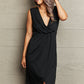 Deep V Sleeveless Tulip Hem Dress