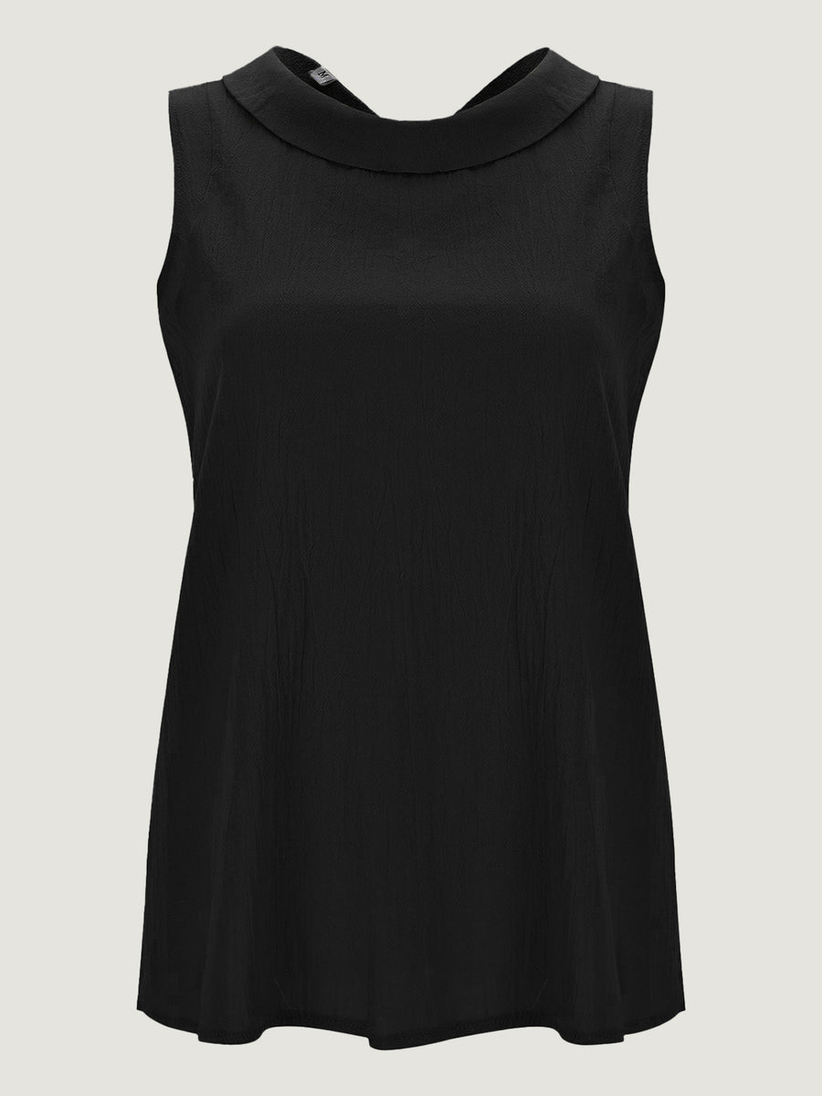 Full Size Round Neck Sleeveless Top Black