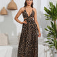 Leopard Deep V Tie Back Split Dress