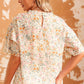 Floral Round Neck Short Sleeve Blouse