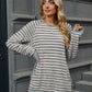 Pocketed Striped Round Neck Long Sleeve T-Shirt