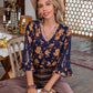 Floral V-Neck Crochet Blouse