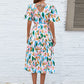 Printed Tie-Waist V-Neck Flutter Sleeve Dress