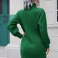 Ribbed Turtle Neck Long Sleeve Mini Sweater Dress