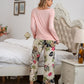 Round Neck Top and Printed Pants Lounge Set