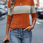 Color Block Round Neck Long Sleeve Top